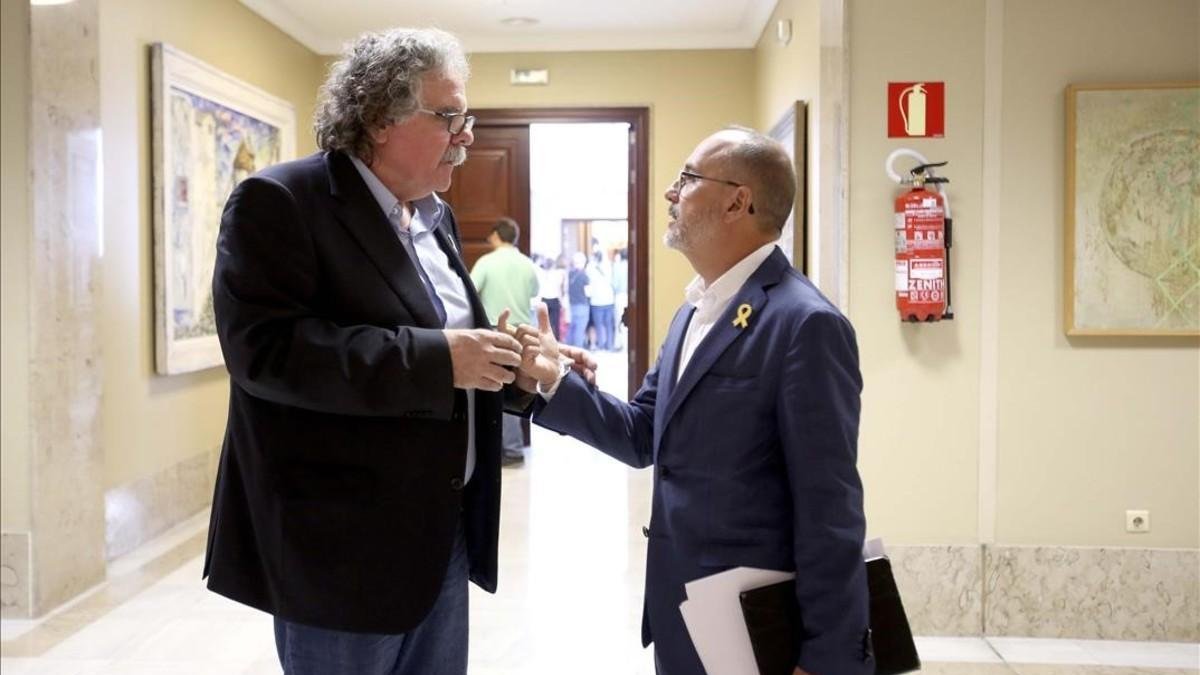 Tardá y Campuzano hoy en los pasillos del Congreso-