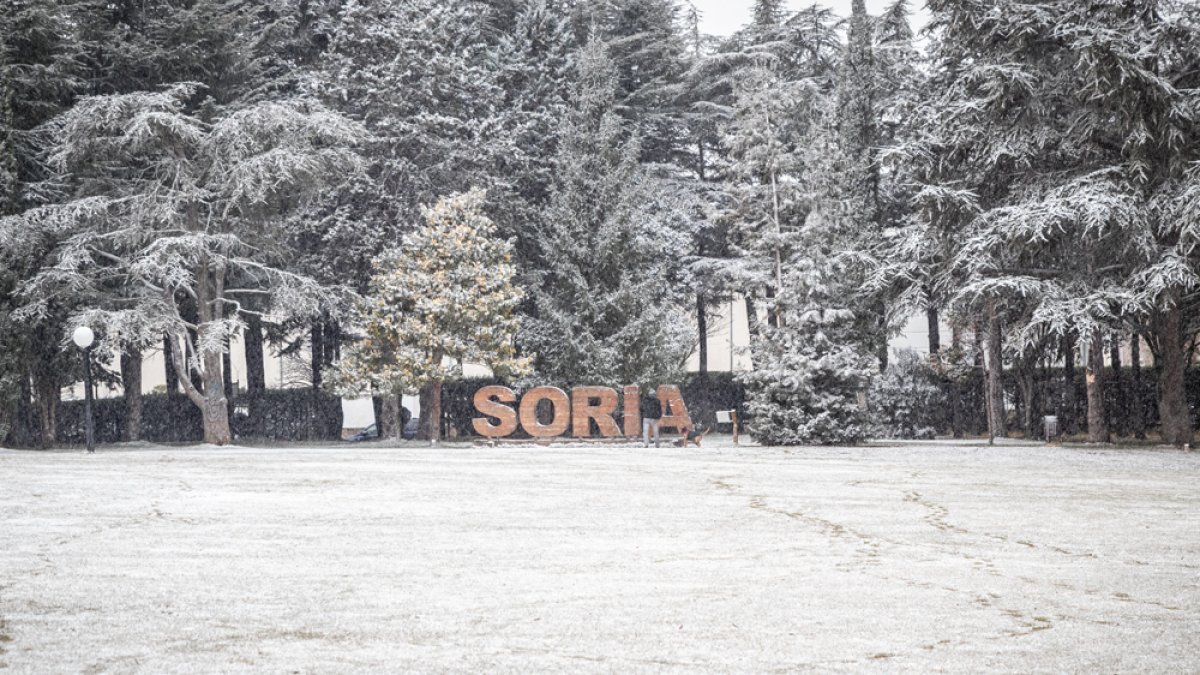 Nieve en el parque de La Dehesa de Soria. MONTESEGUROFOTO