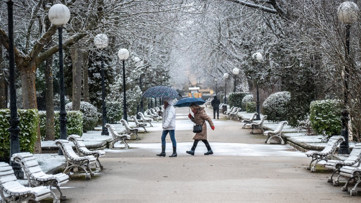 Nieve en el parque de La Dehesa de Soria. MONTESEGUROFOTO