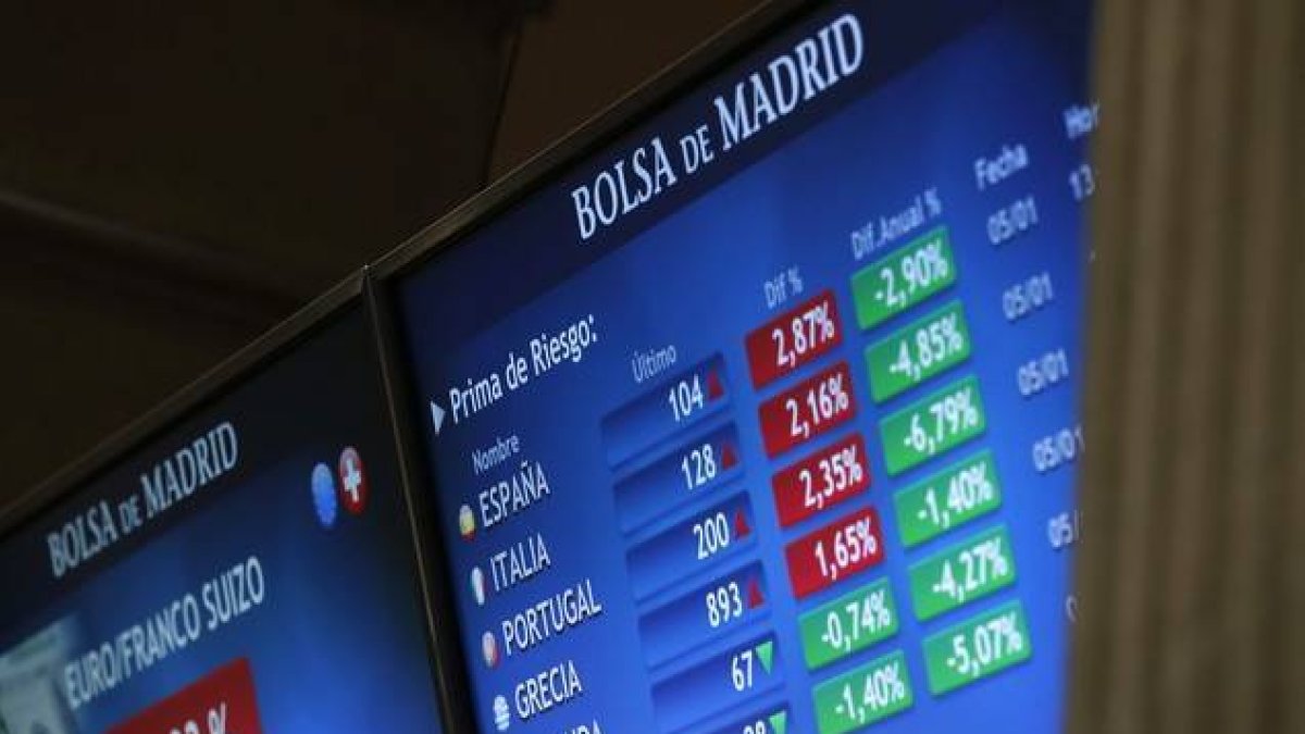 Una pantalla de la Bolsa de Madrid en una foto de archivo.-Foto: CHEMO MOYA / EFE