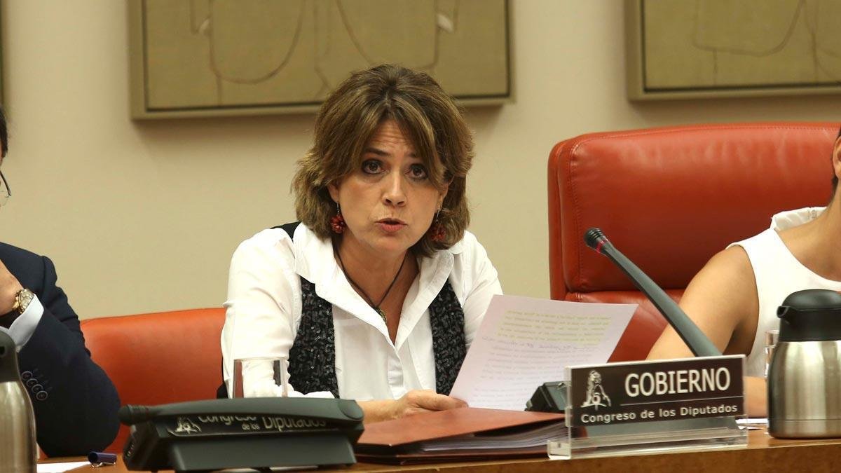 La ministra de Justicia, Dolores Delgado. El Gobierno ultima la contratación de un bufete en Bélgica para la defensa de Llarena.-PAOLO AGUILAR (EFE