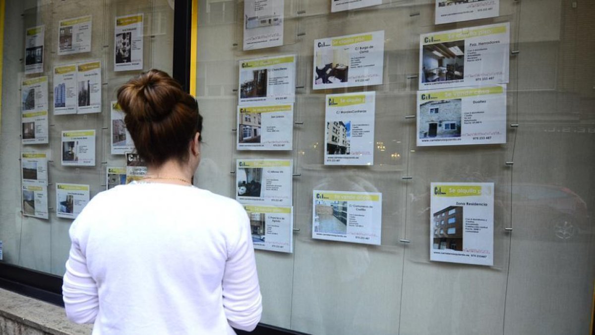 Una mujer revisa las ofertas inmobiliarias.-Valentín Guisande