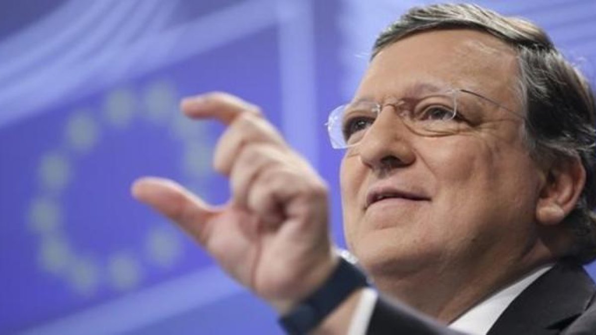 Durao Barroso, durante una rueda de prensa en Bruselas, en el 2014.-