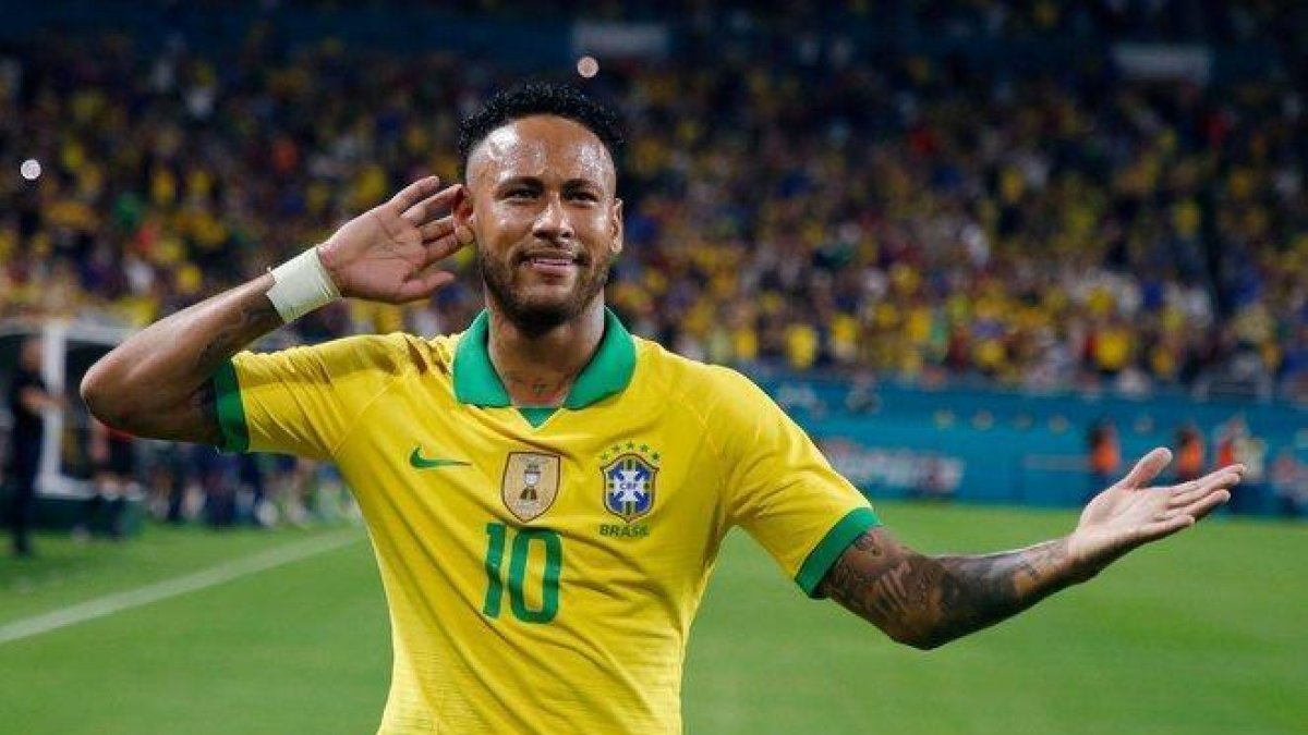 Neymar celebra su tanto ante Colombia.-AFP / RHONA WISE