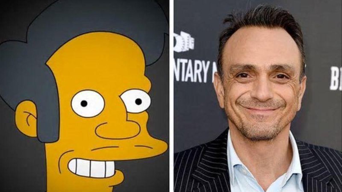 Apu, el personaje de Los Simpson, y Hank Azria, el actor que le da voz.-
