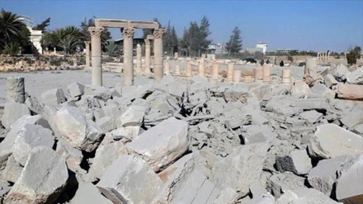 El templo de Baal Shamin, demolido por el Estado Islámico.-