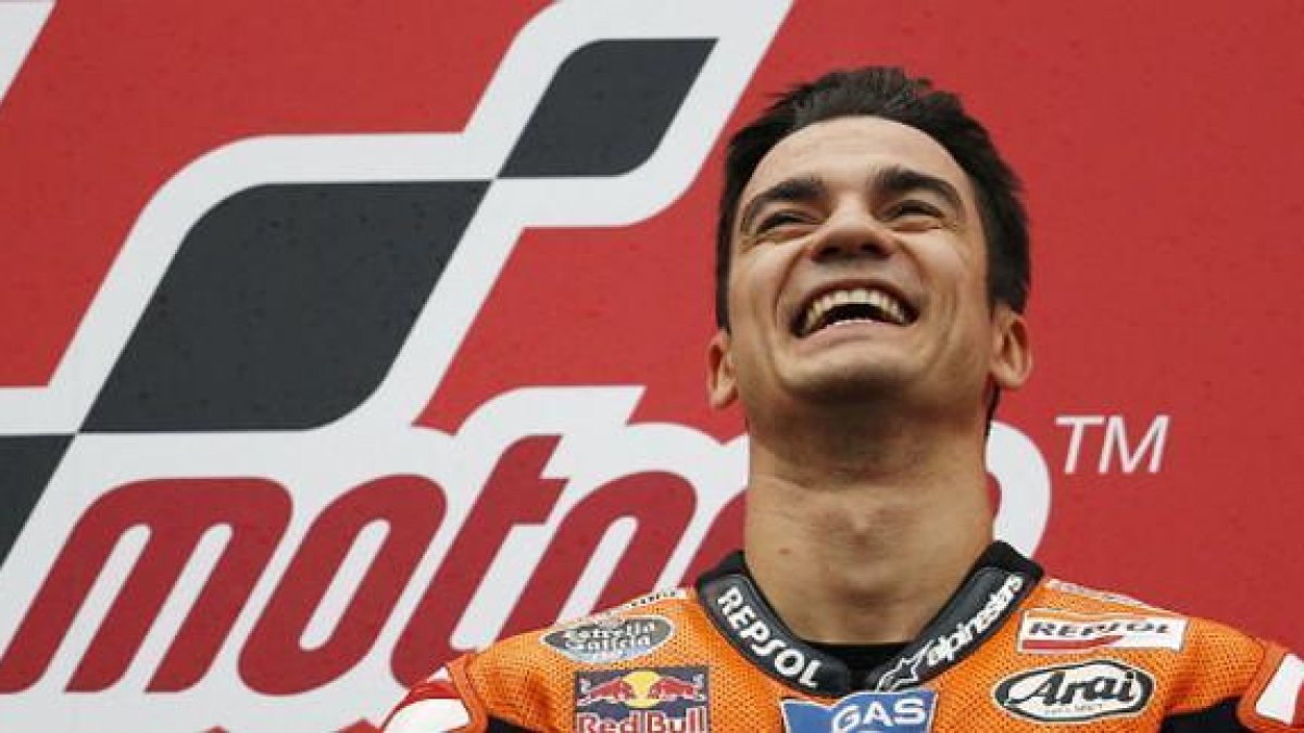 Pedrosa, eufórico, tras la victoria en Motegi.-REUTERS