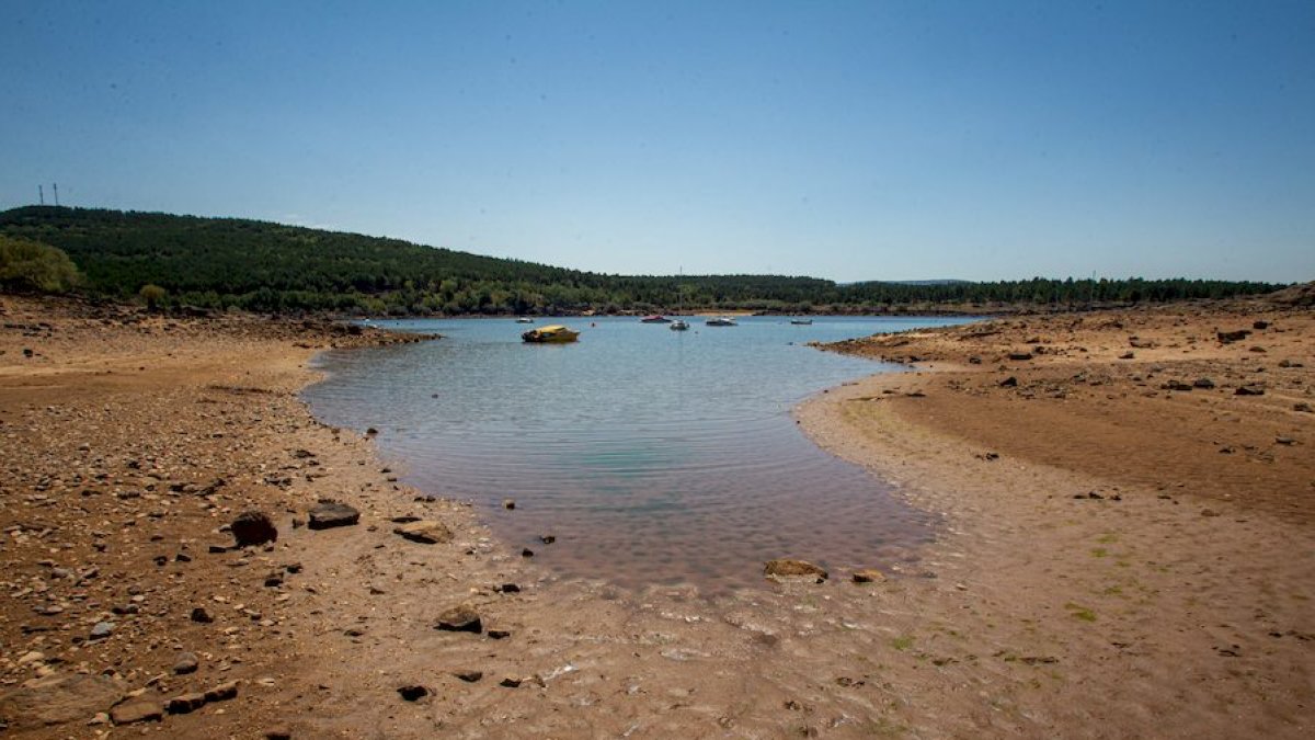 La sequía deja una estampa dramática en el embalse de la Cuerda del Pozo.-MARIO TEJEDOR
