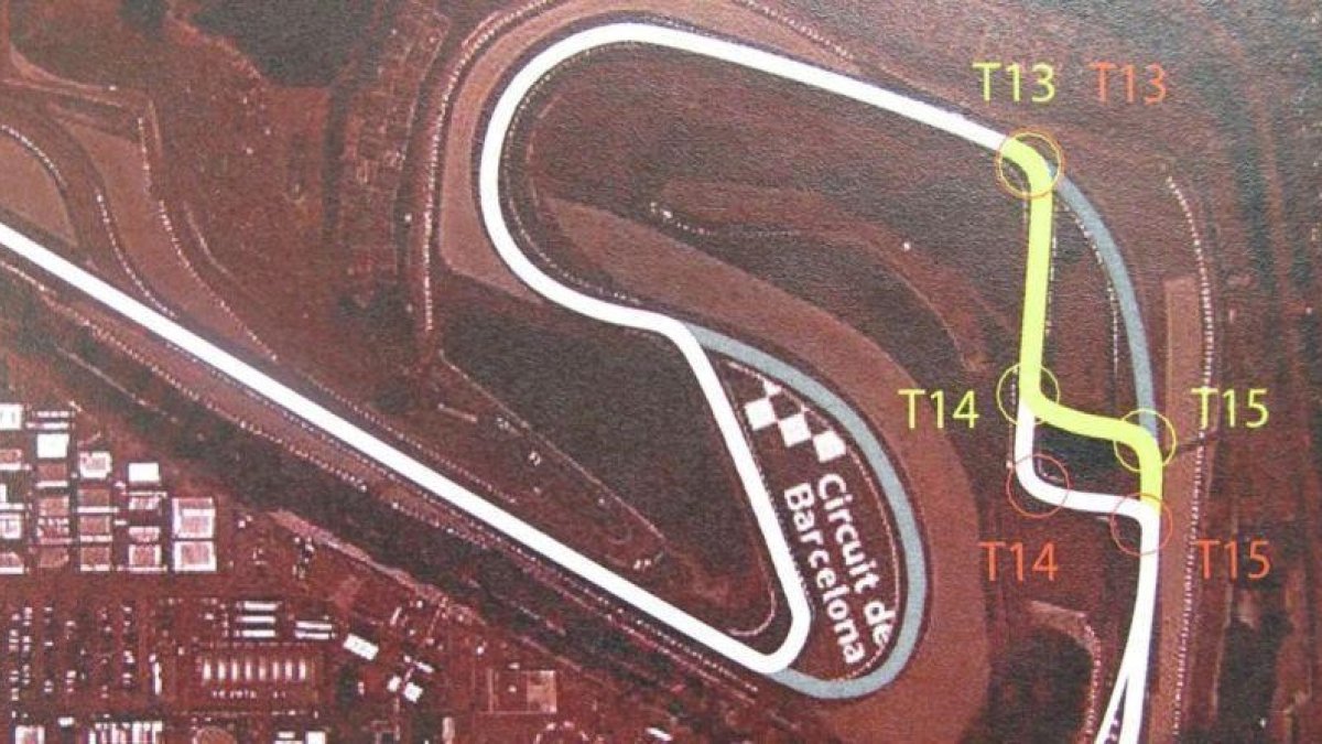 En amarillo, la nueva variante que utilizará MotoGP sobre el mismo trazado de F-1.-EL PERIÓDICO