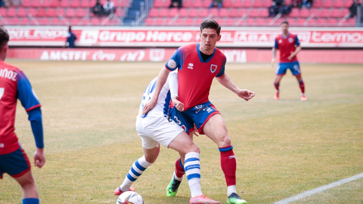 Jaume Pol en un partido de la recién finalizada temporada del Numancia. HDS