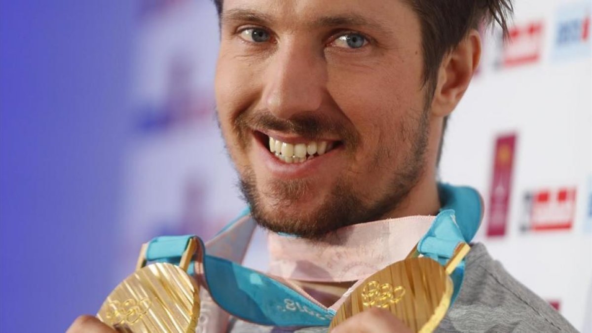 Marcel Hirscher, con los dos oros conquistados ya en los Juegos de Corea.-REUTERS / LEONHARD FOEGER