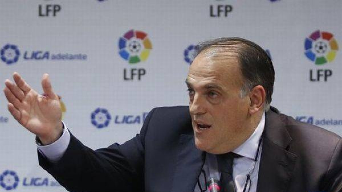 Javier Tebas, en la sede de la LFP.-Foto: RODRIGO GARCÍA