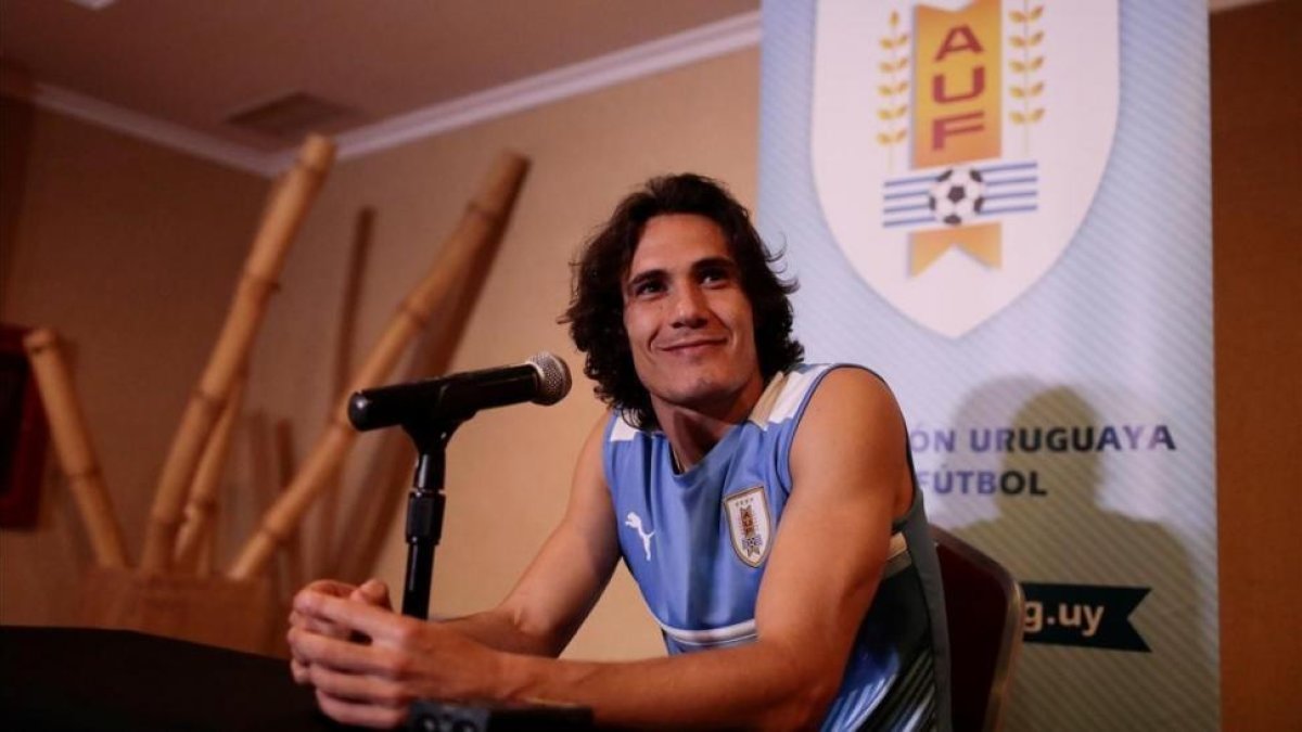 Cavani, en la rueda de prensa celebrada en Venezuela.-REUTERS / MARCO BELLO