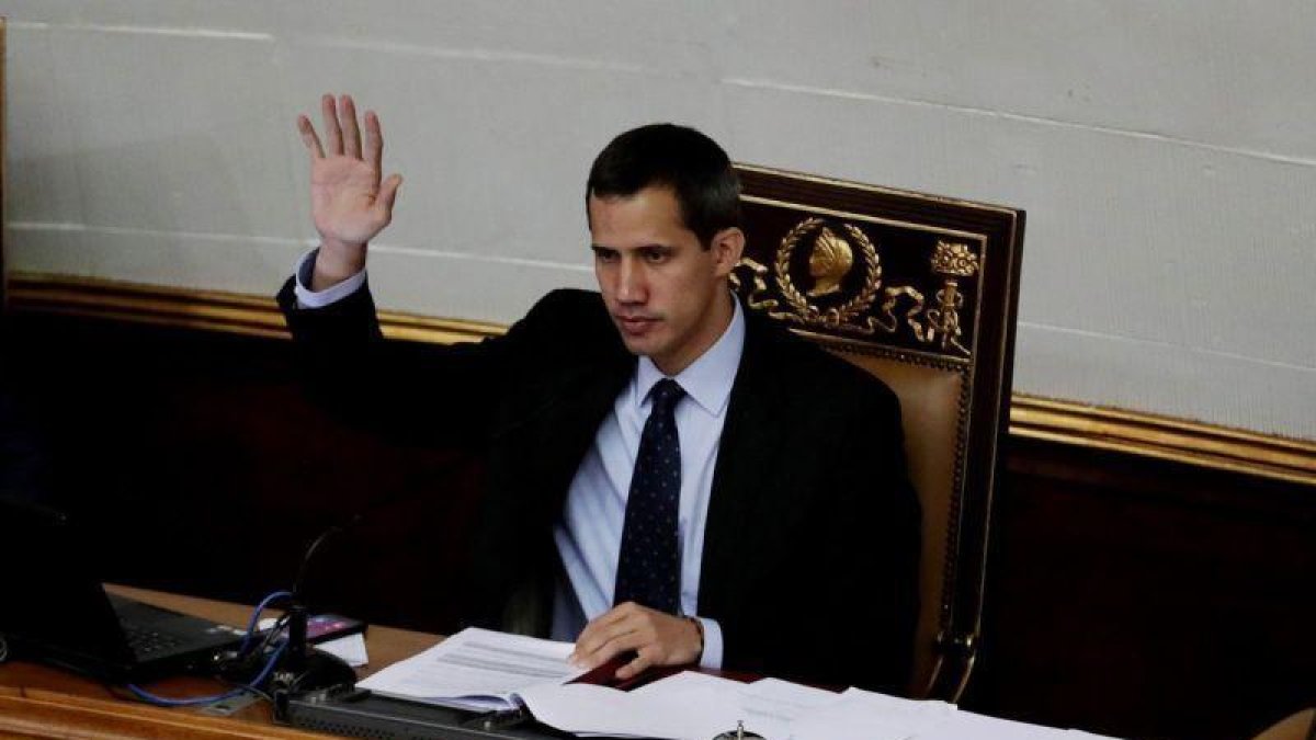 Juan Guaidó  durante una sesion de la Asamblea Nacional en el Palacio Federal Legislativo.-EFE
