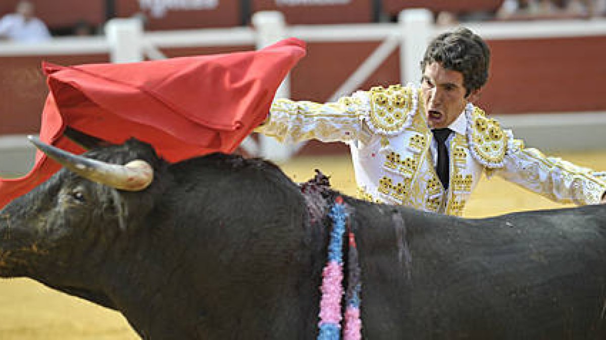Rubén Sanz durante una de sus faenas en la plaza de toros de Soria. / FERNANDO SANTIAGO-