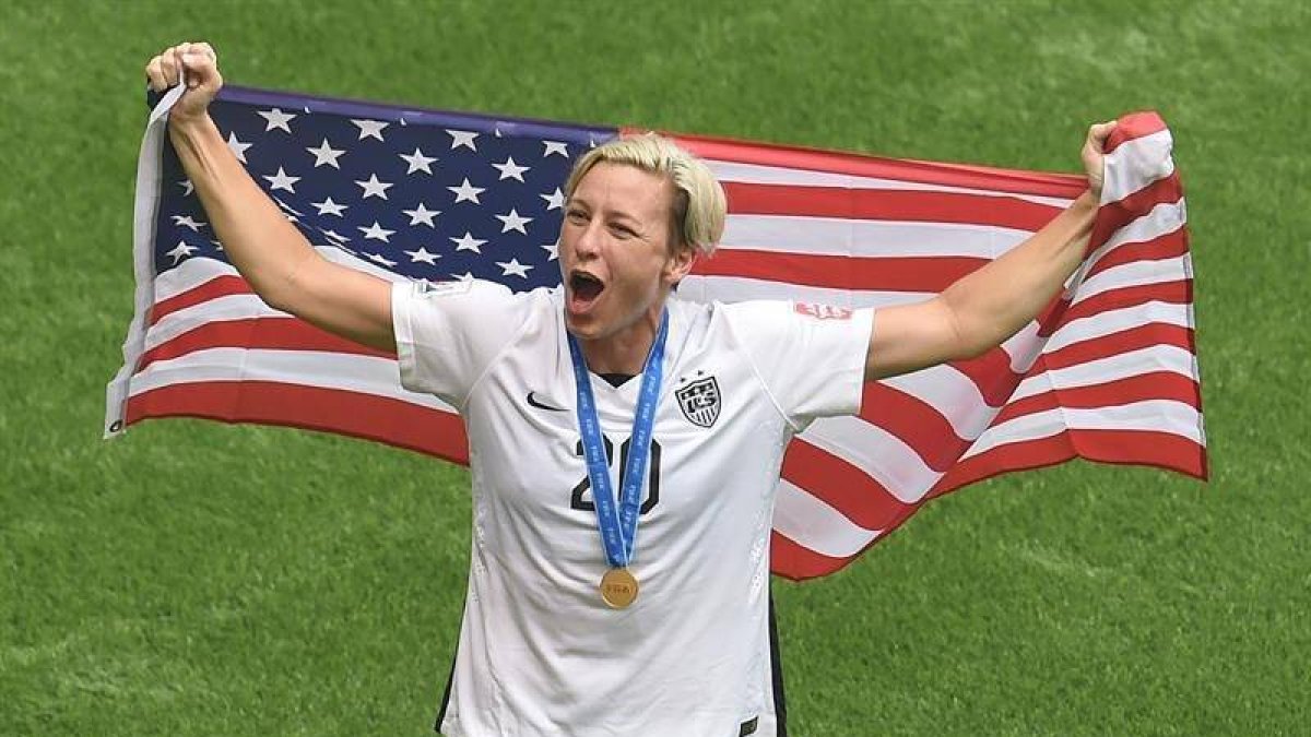 Abby Wambach celebra el triunfo de su selección.-EFE