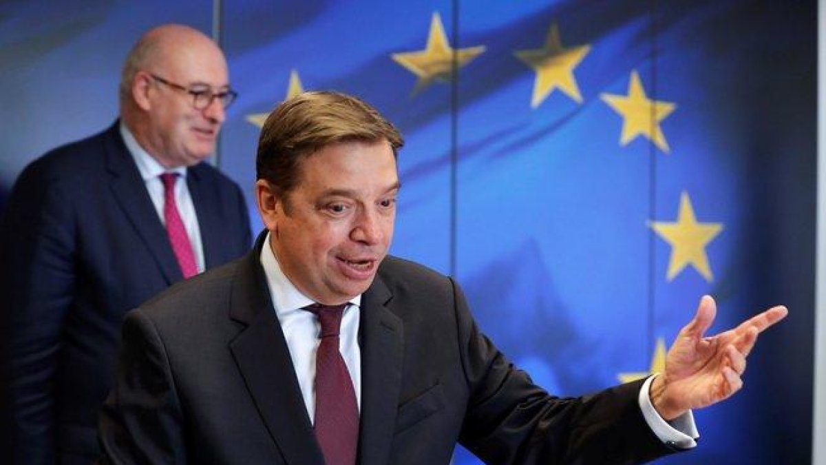 El ministro de Agricultura en funciones, Luis Planas (derecha), y el comisario europeo del ramo, Phil Hogan.-EFE