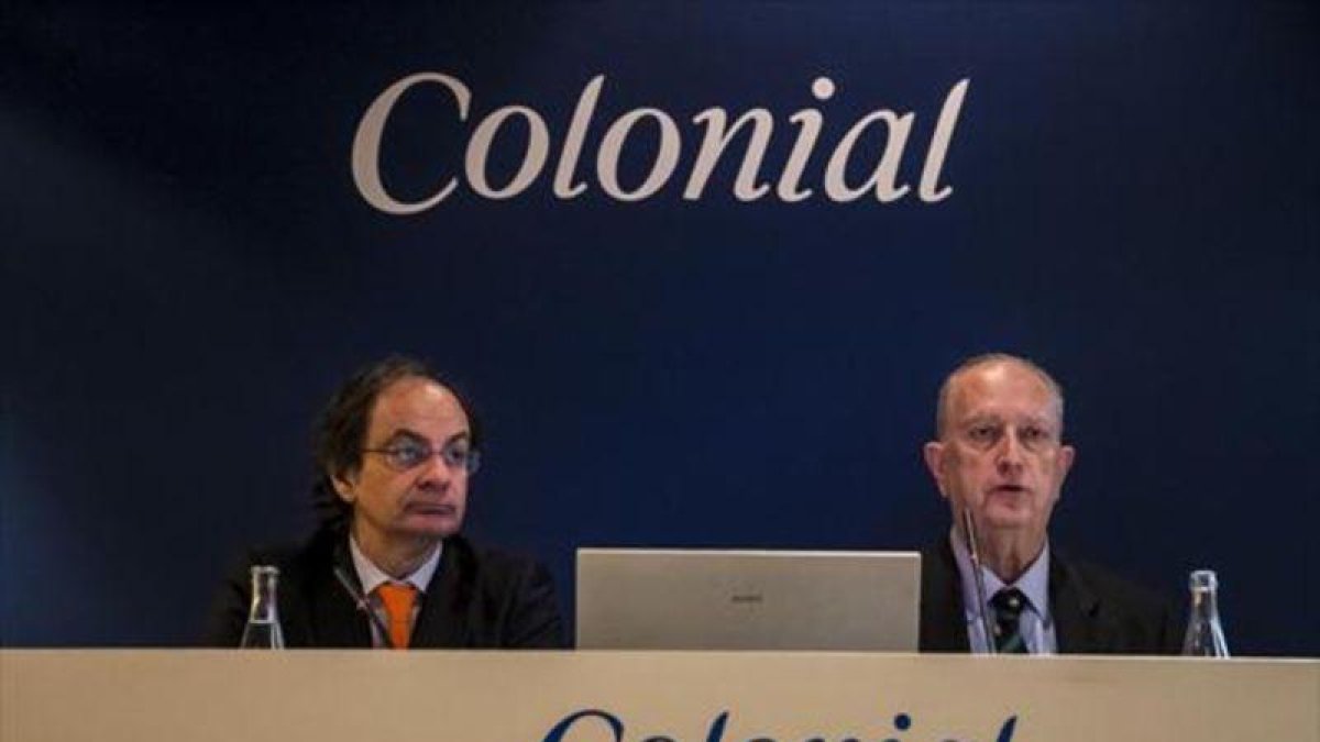 Pere Viñolas y Juan José Brugera, consejero delegado y presidente de Colonial.-ARCHIVO / JOAN PUIG