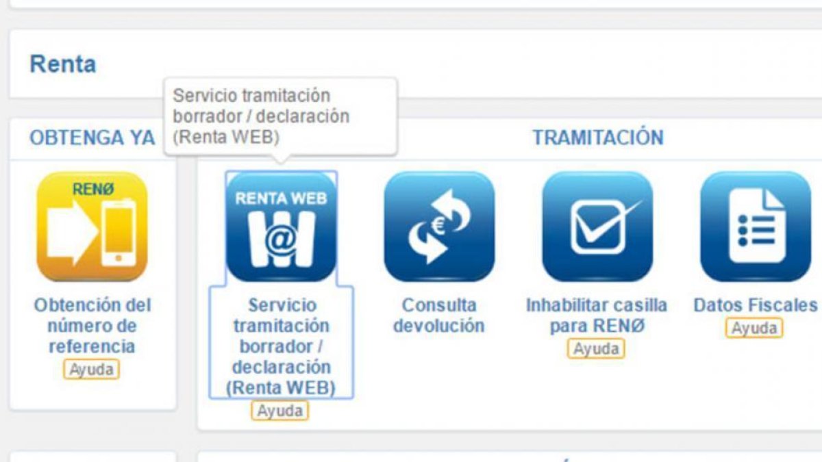 Acceso a Renta Web en el portal de la Agencia Tributaria.-