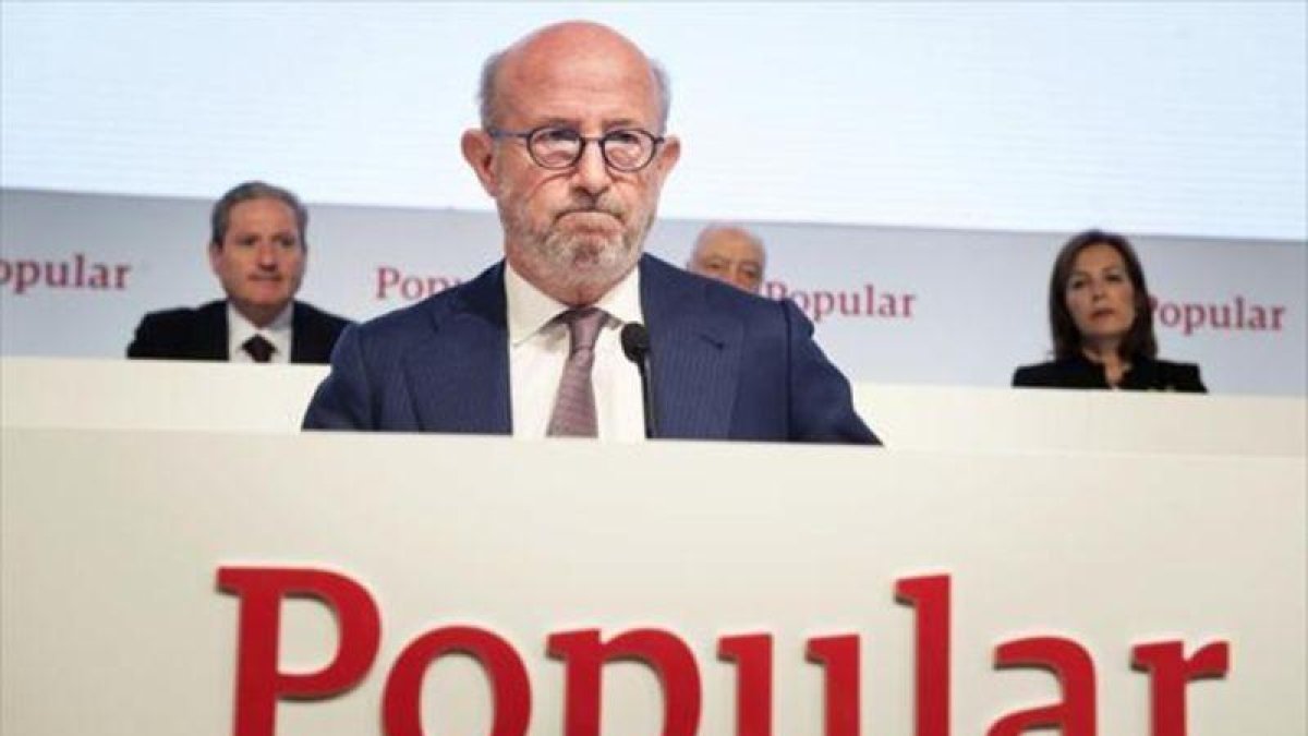Emilio Saracho, que fue presidente del Banco Popular entre febrero y junio del 2017, durante una junta de accionistas de la entidad.-EFE / LUCA PIERGIOVANNI