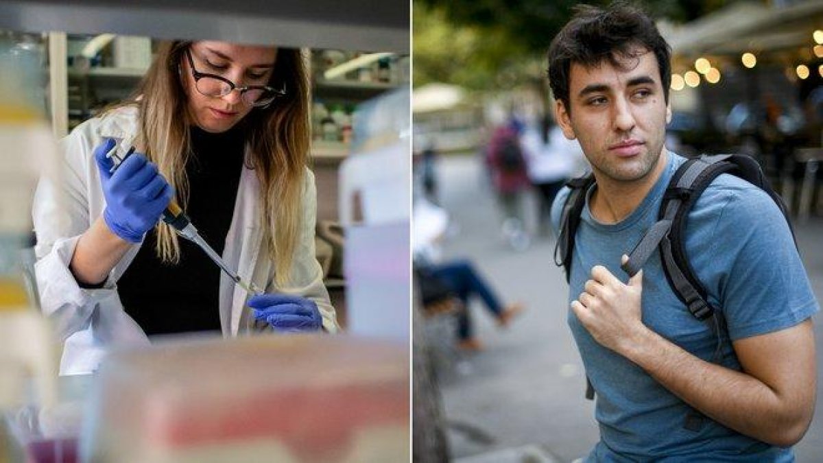 Dos jóvenes narran con su testimonio como ven y viven el mercado laboral hoy en día.-Á. GARCIA / J. COTRINA (EL PERIÓDICO)