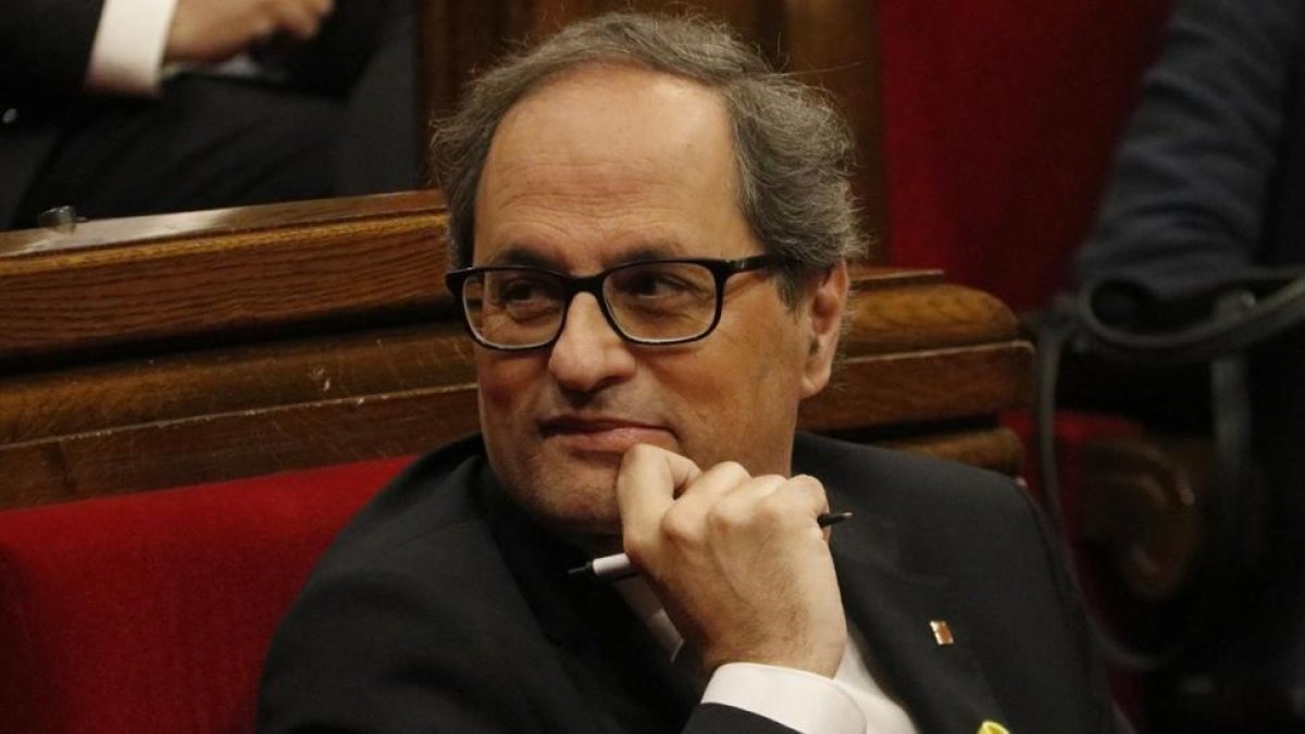 El president de la Generalitat, Quim Torra, durante un pleno del Parlament-NÚRIA JULIÀ (ACN)