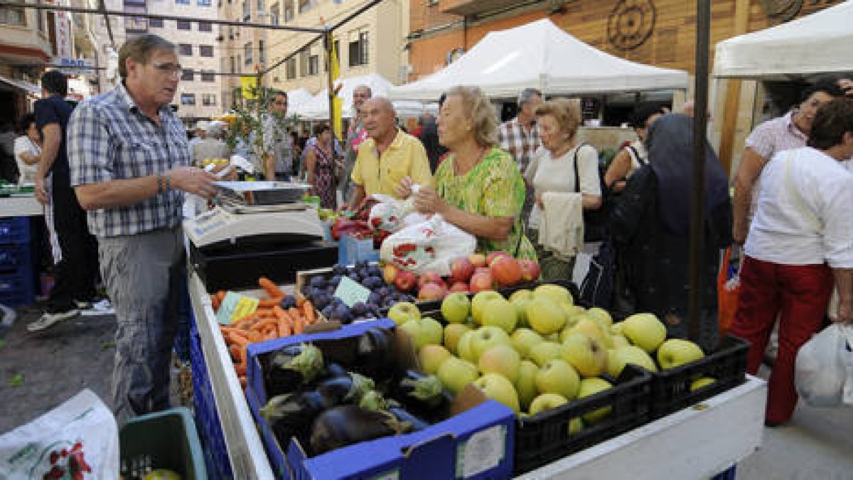 Mercadillo de frutas inaugurado ayer en la calle Vicente Tutor. / ÚRSULA SIERRA-