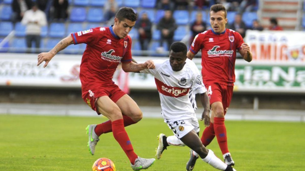 El Numancia veía como el Nástic empataba de penalti la pasada temporada en el tiempo de descuento.-Diego Mayor