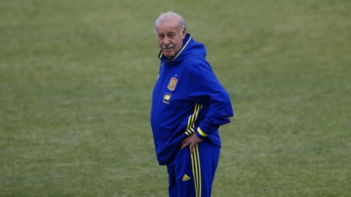 Vicente del Bosque, en un entrenamiento de España en Saint Martin de Re.-AP / MANU FERNÁNDEZ
