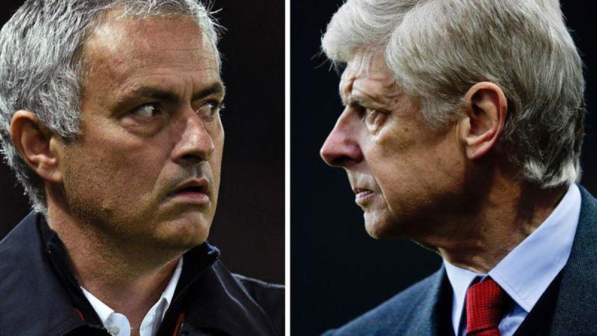 Mourinho y Wenger vuelven a verse las caras este sábado en Old Trafford.-