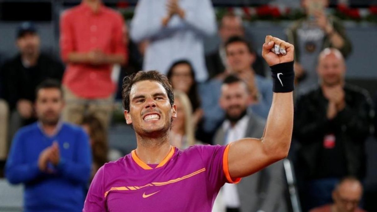 Nadal celebra con entusiasmo su victoria ante Goffin.-REUTERS / SUSANA VERA