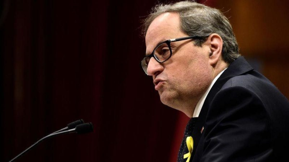 El presidenciable Quim Torra, durante su discurso de investidura.-LLUIS GENÉ (AFP)