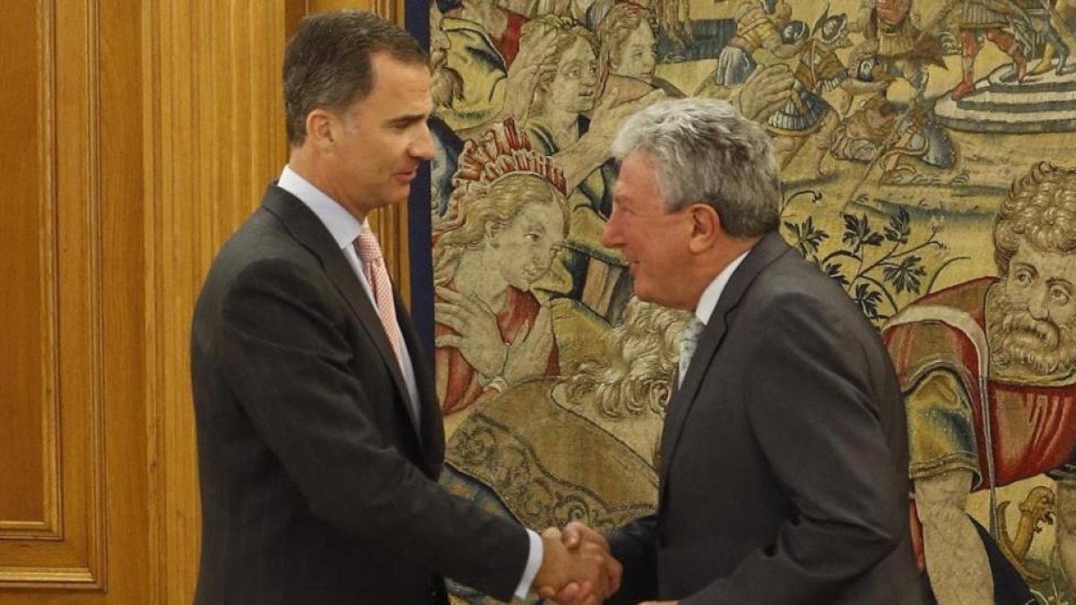 El Rey recibe a Pedro Quevedo, diputado de Nueva Canaria, este martes en la Zarzuela.-EFE / POOL