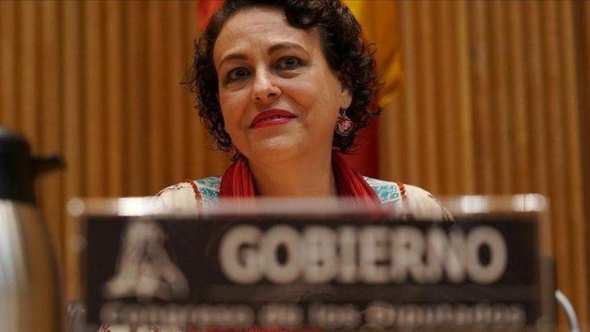 La ministra de Trabajo, Magdalena Valerio, en una intervención en una comisión en el Congreso de los Diputados.-JOSÉ LUIS ROCA