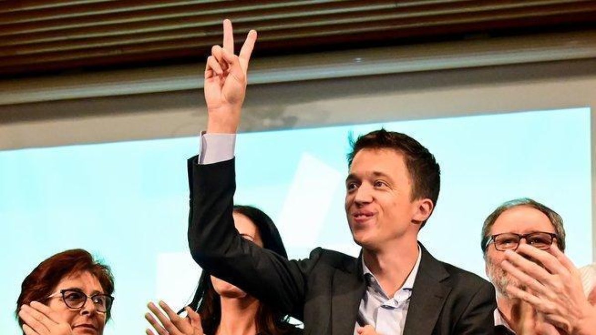 Íñigo Errejón, junto a otros miembros de la candidatura, en la presentación de Más País, el miércoles en Madrid.-AFP