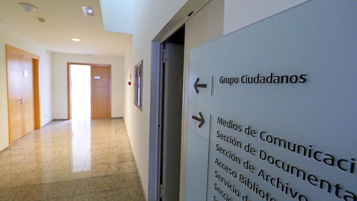 Pasillo de la segunda planta de las Cortes donde se ubica el despacho de Ciudadanos.-- MIGUEL ÁNGEL SANTOS / PHOTOGENIC