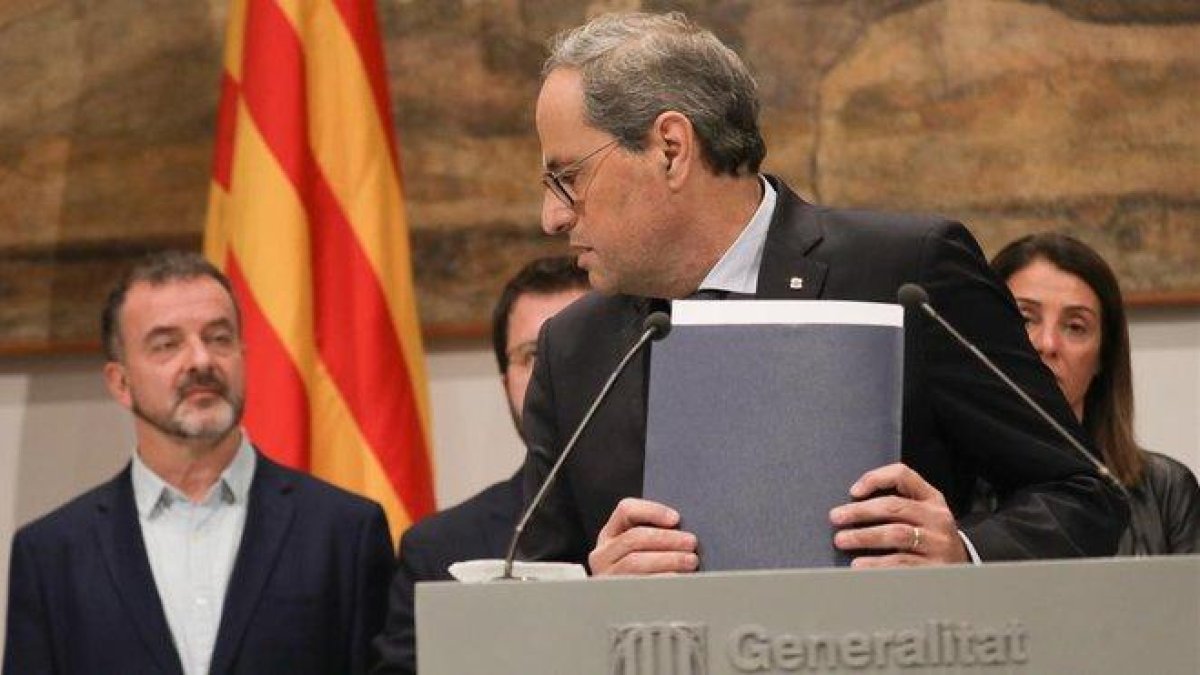 Declaración de Quim Torra tras la resolución de la Junta Electoral Central.-ROBERT RAMOS