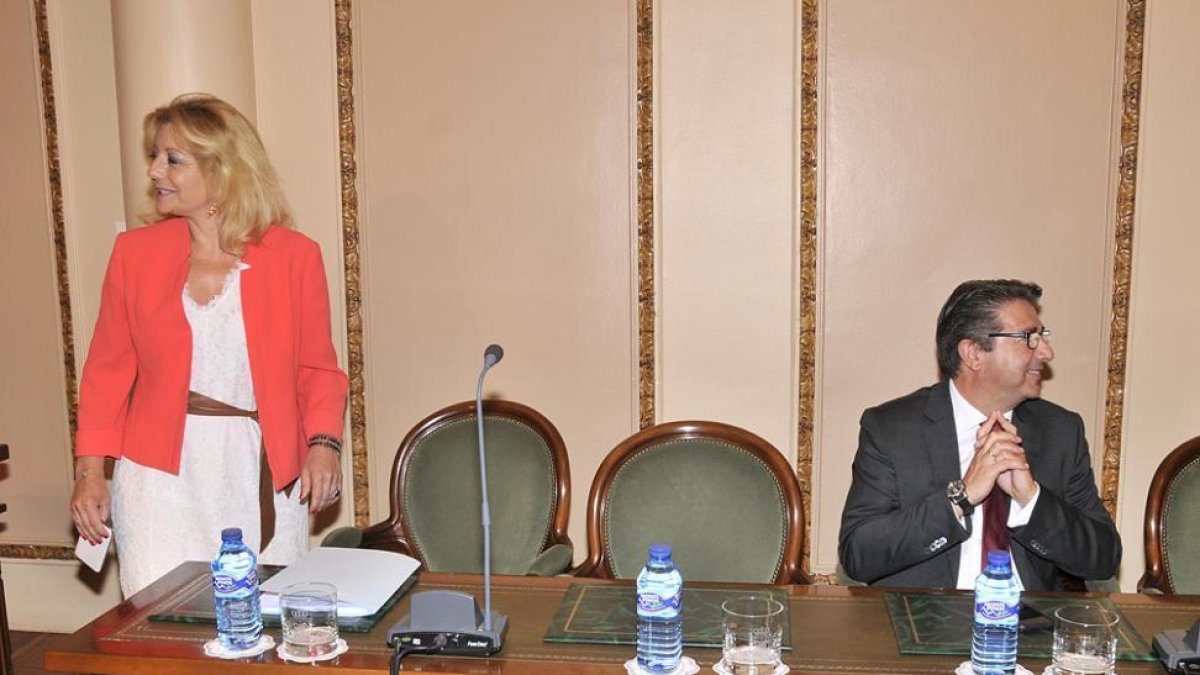 Ascensión Pérez y Jesús Ángel Peregrina ayer en el salón de Plenos de la Diputación.-VALENTÍN GUISANDE