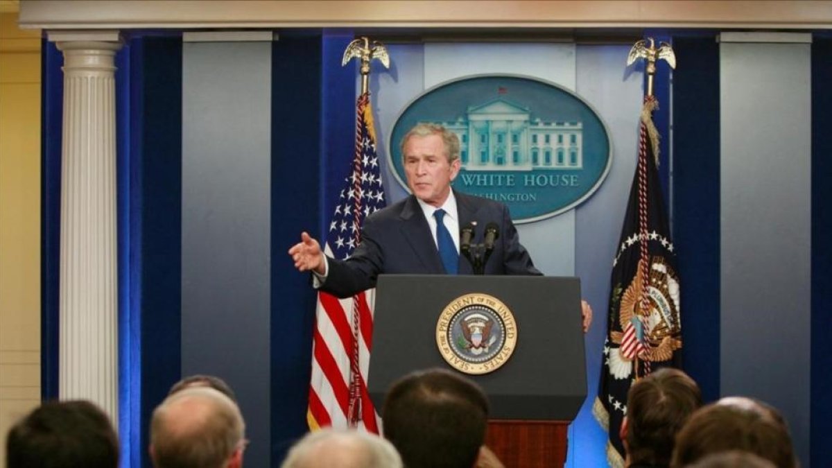 George W. Bush en su última rueda de prensa como presidente de Estados Unidos en el 2009.-JASON REED