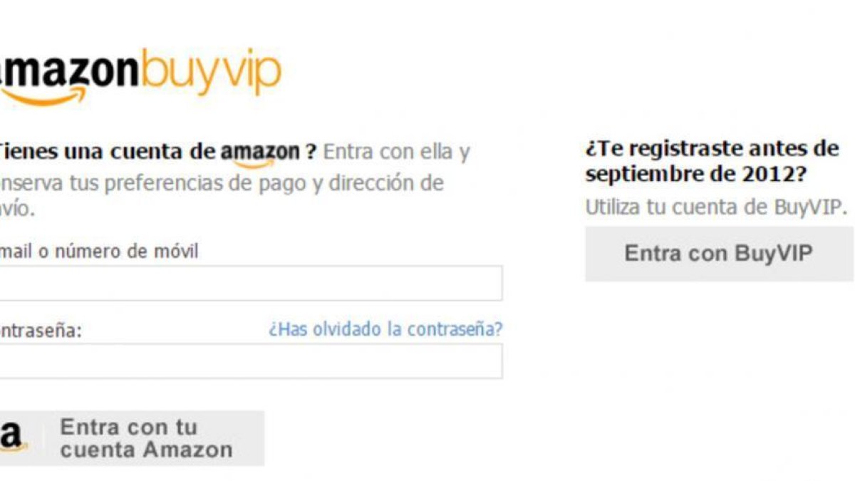 El acceso a Buyvip a través de Amazon.-
