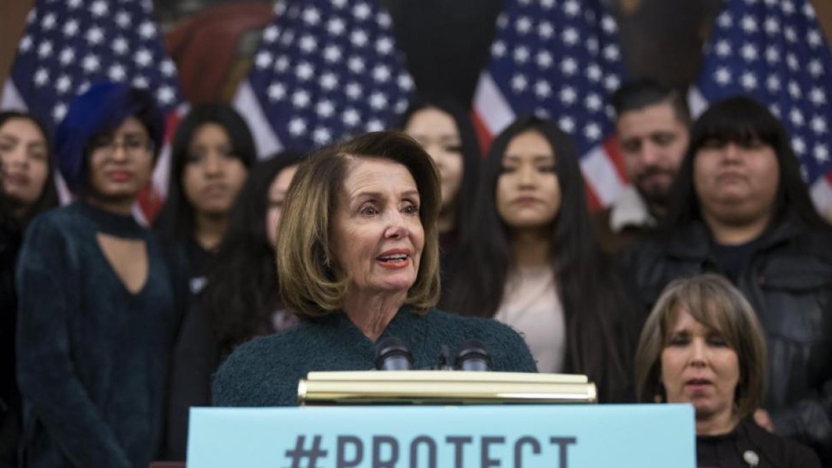La representante de California Nancy Pelosi ,  una conferencia de prensa instando a la accion del Congreso a favor de los Dreamers, el pasado jueves-SHAWN THEW (EFE)