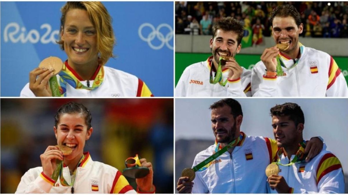 Mireia Belmonte, la pareja Nadal-López, Carolina Marín y Craviotto y Toro, todos medallistas de oro en Río.-