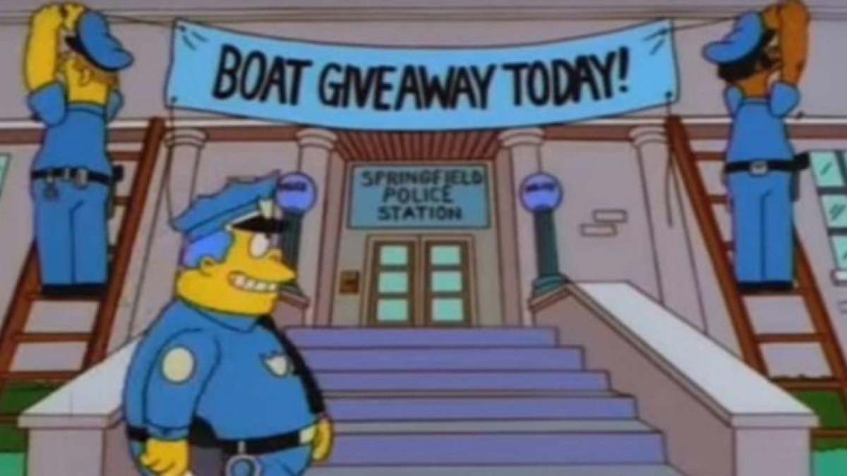Imagen del capítulo de los Simpsons donde se engaña a los delincuentes regalándoles una lancha motora. /-EL PERIÓDICO
