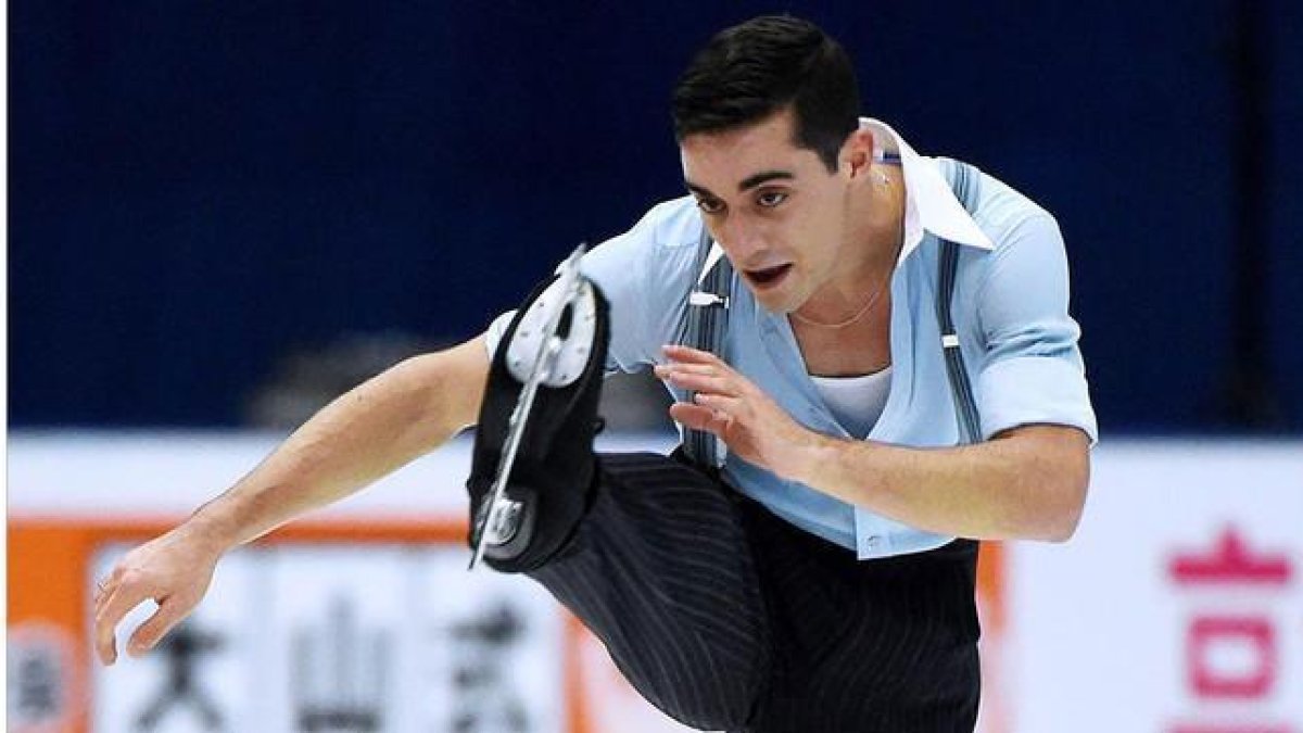 Javier Fernández, en un momento de su programa largo, en el Capital Gymnasium de Pekín, sede de la Copa de China.-AFP / WANG ZHAO