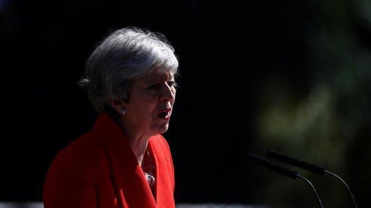 Theresa May, en la comparecencia en la que ha anunciado que deja el cargo el 7 de junio.-HANNAH MCKAY (REUTES)
