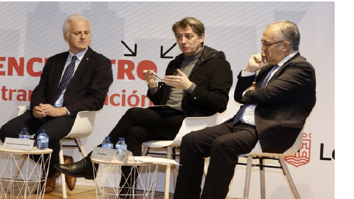 Los alcaldes de Logroño, Soria y Pamplona. ÓSCAR SOLORZANO