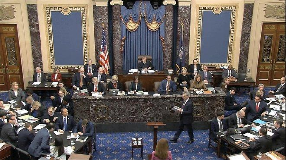 Imagen de la sesión del ’impeachment’ de este sábado en el Senado.-AP