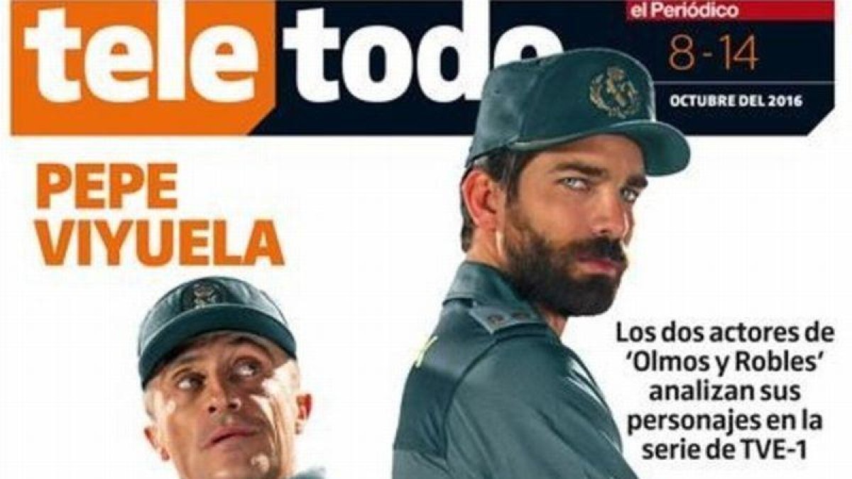 Pepe Viyuela y Rubén Cortada, los protagonistas de 'Olmos y Robles', en la portada del 'Teletodo'.-RTVE