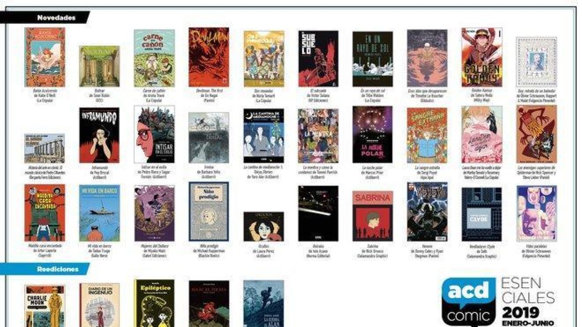 Portadas de los cómics esenciales, según la ACDCómic, de este primer semestre del 2019.-