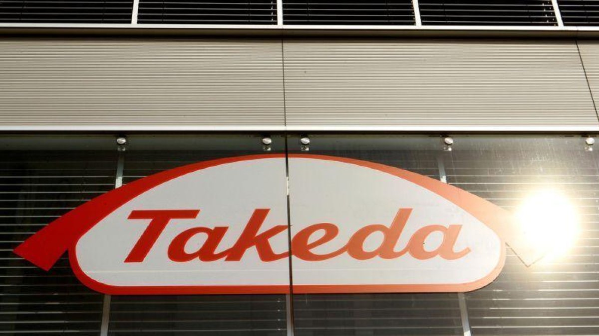 Logo de la farmacéutica japonesa Takeda, que tras la adquisición de la irlandesa Shire se convierte en una de las diez mayores farmacéuticas del mundo.-ISSEI KATO (REUTERS)